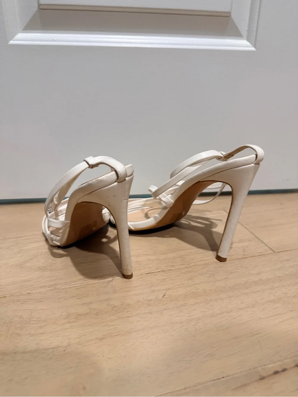 Boohoo Ivory Strappy Pointed Heels